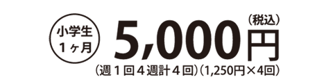 小学生1ヶ月5000円、中学生1ヶ月6000円